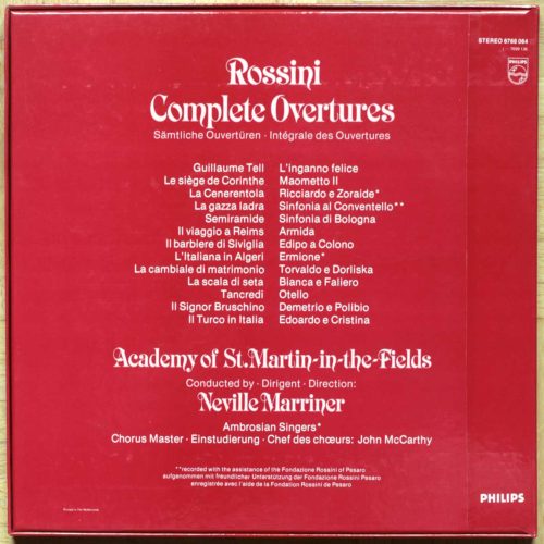 Rossini • Intégrale des ouvertures • Complete overtures • Die Ouvertüren • The Academy Of St. Martin-in-the-Fields • Neville Marriner
