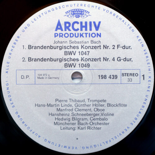 Bach • 6 concertos brandebourgeois • 6 Brandenburgische Konzerte • Archiv Produktion 2709 013 • Münchener Bach Orchester • Karl Richter