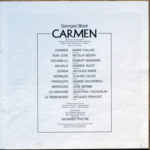 Bizet • Carmen • Maria Callas • Nicolai Gedda • Andréa Guiot • Jane Berbié • Robert Massard • Orchestre du Théâtre National de l'Opéra • Georges Prêtre