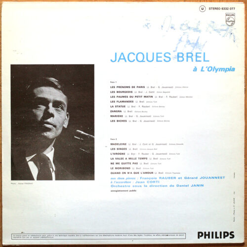 Jacques Brel • Enregistrement public à l'Olympia 1961 • Philips 6332 077