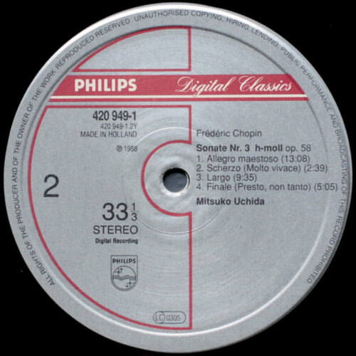 Chopin ‎• Sonate pour piano n° 2 & 3 • Piano sonatas • Klaviersonaten • Philips 420 949-1 • Mitsuko Uchida