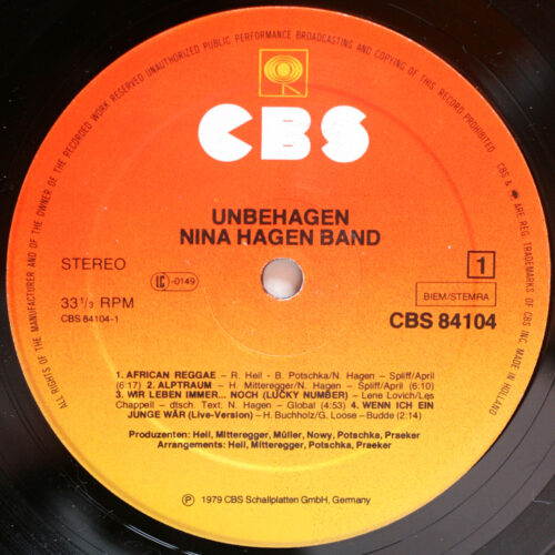 Nina Hagen band • Unbehagen • CBS 84 104