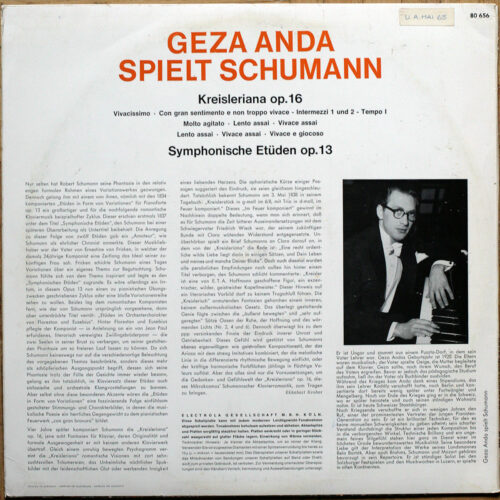 Schumann • Geza Anda spielt Schumann ∙ Kreisleriana • Symphonische Etüden • Columbia C 80 656 • Geza Anda