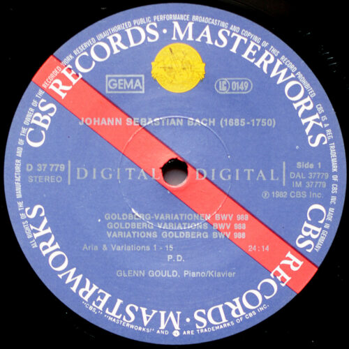 Bach • Les variations Goldberg • BWV 988 • CBS D 37779 Digital • Glenn Gould • Version 1981