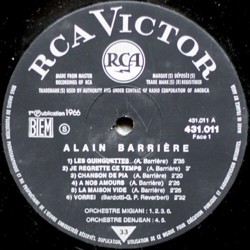 Alain Barrière • Bobino 66 • RCA Victor 431.011 S