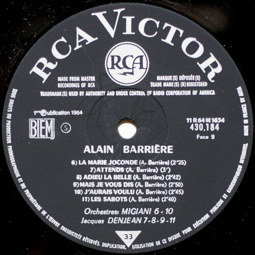 Alain Barrière • A l'Olympia • RCA Victor 430.184