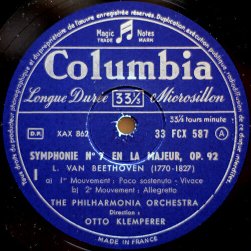 Beethoven • Symphonie n° 7 • Columbia FCX 587 • Philharmonia Orchestra • Otto Klemperer