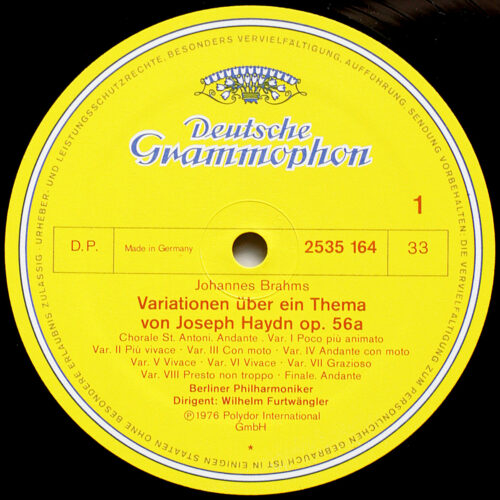 Brahms • Variationen über ein Thema von Haydn • Hindemith • Metamorphosen • DGG 2535 164 • Berliner Philharmoniker • Wilhelm Furtwängler