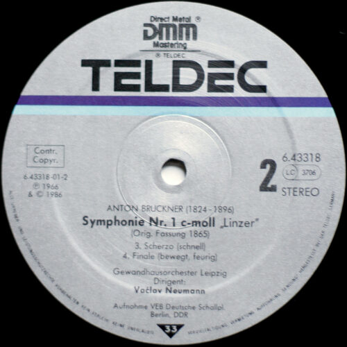 Bruckner • Symphonie n° 1 en ut mineur • Symphonie Nr. 1 C-moll • Teldec 6.43318AH • Gewandhausorchester Leipzig • Václav Neumann