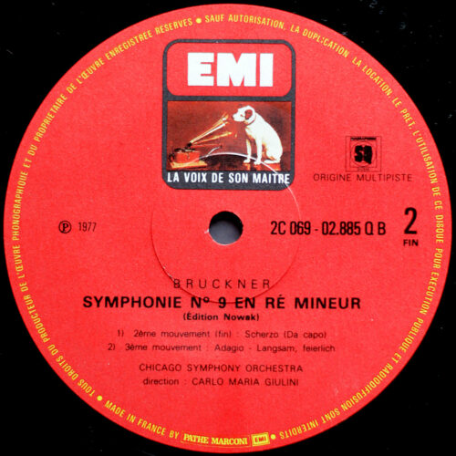 Bruckner • Symphonie n° 9 en ré mineur • Symphonie Nr. 9 D-moll • EMI 2 C 069-02885 • Quadraphonic • Chicago Symphony Orchestra • Carlo Maria Giulini