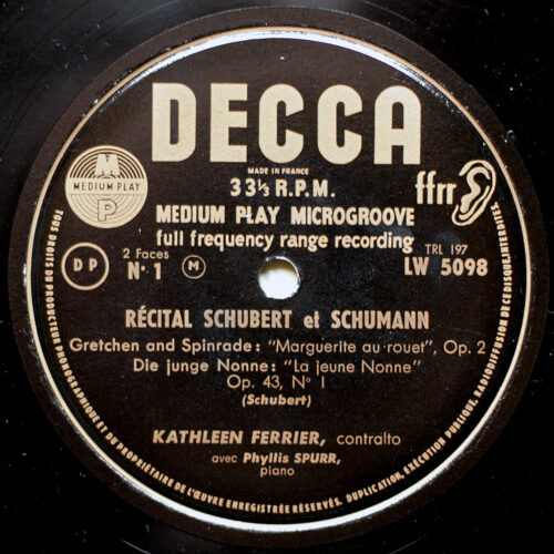 Schubert & Schumann Recital • Decca LW 5098 • Kathleen Ferrier • Phyllis Spurr