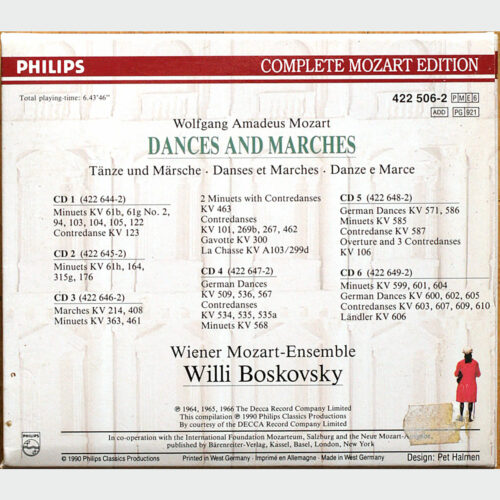 Mozart • Complete Mozart Edition – Vol 6 • Dances and marches • Danses et marches • Wiener Mozart-Ensemble • Willy Boskovsky