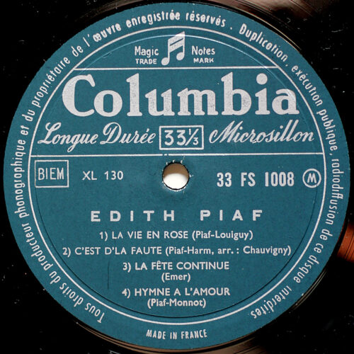 Edith Piaf • La Vie En Rose • Hymne à l'amour • Padam… Padam • Jezebel • Columbia FS 1008