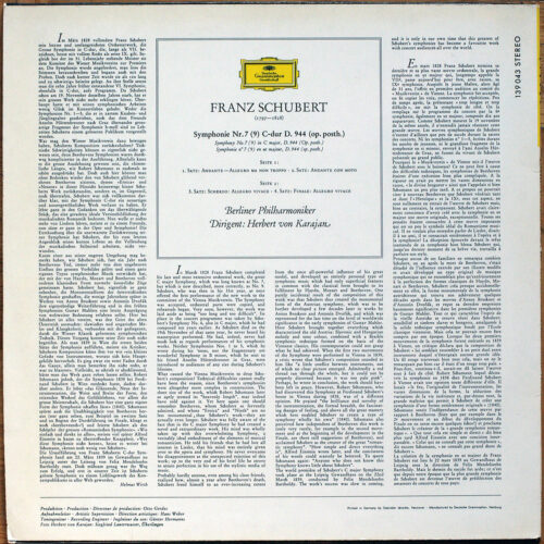 Schubert • Symphonie N° 9 (7) C-dur – D. 944 (Op. Posth.) • DGG 139 043 SLPM • Berliner Philharmoniker • Herbert von Karajan