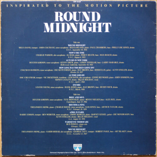 Herbie Hancock • Round Midnight • Original Motion Picture Soundtrack • Lotus LOP 14124 • John Coltrane • Miles Davis • Coleman Hawkins • Thelonious Monk