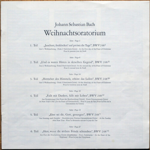 Bach • Weihnachtsoratorium • Oratorio de Noël • BWV 248 • Teldec 6.35022 • Paul Esswood • Kurt Equiluz • Concentus Musicus Wien • Nikolaus Harnoncourt