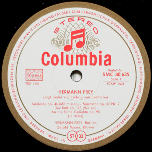Beethoven • Lieder • Columbia SMC 80 635 • Hermann Prey • Gerald Moore