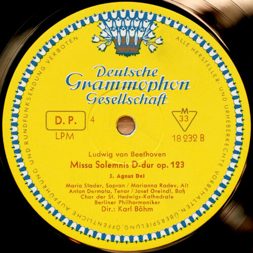 Beethoven • Missa Solemnis DGG LPM 18 232/33 • Maria Stader • Marianna Radev • Anton Dermota • Josef Greindl • Berliner Philharmoniker • Karl Bohm