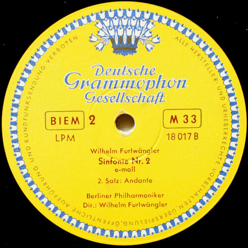 Furtwängler • Symphonie n° 2 • DGG LPM 18 017 • Berliner Philharmoniker • Wilhelm Furtwängler