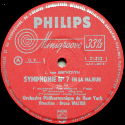 Beethoven • Symphonies n° 7 & 8 • Philips Minigroove L 01 303 L • The New York Philharmonic Orchestra • Bruno Walter