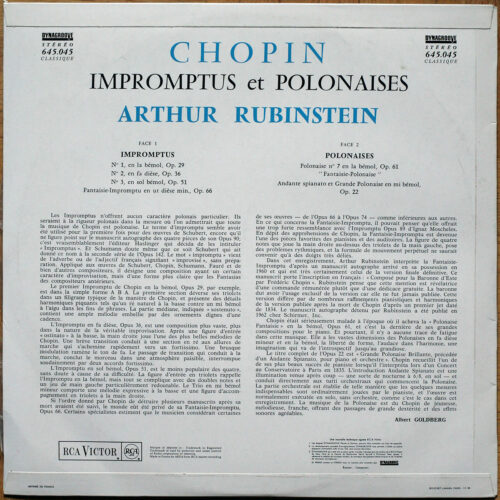 Chopin • 4 impromptus • 2 polonaises • RCA Dynagroove 645.045 • Arthur Rubinstein