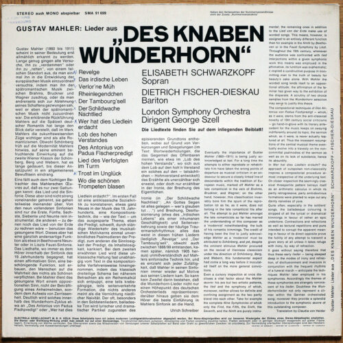 Mahler • Des Knaben Wunderhorn • EMI SMA 91 699 Angel Series • Elisabeth Schwarzkopf • Dietrich Fischer-Dieskau • London Symphony Orchestra • George Szell