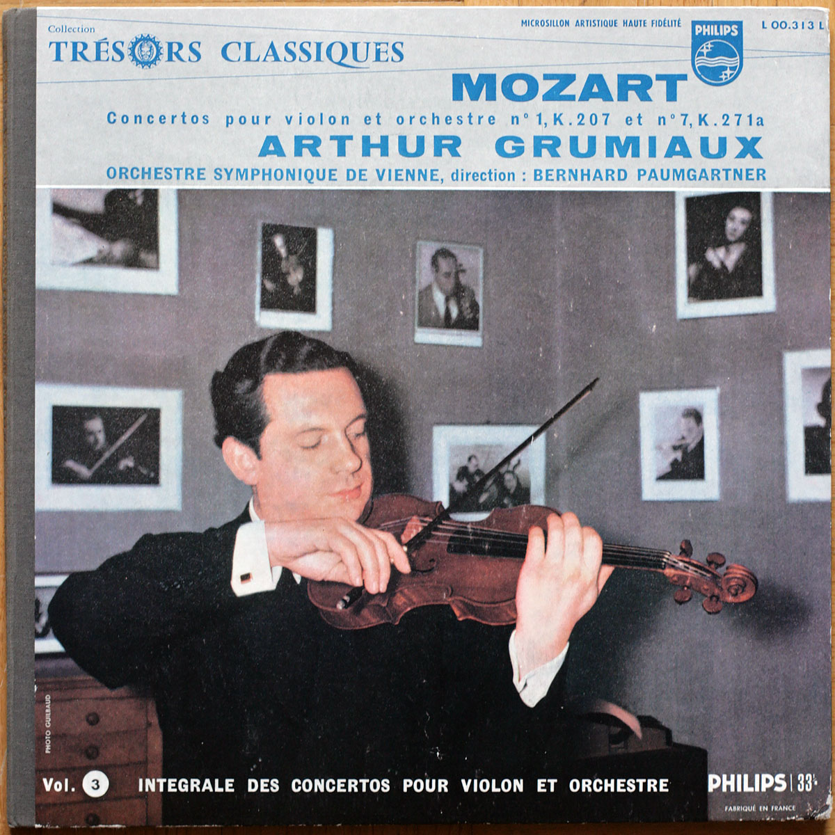 Mozart • Concertos pour violon et orchestre n° 1 – KV 207 & n° 7 – KV 271a • Philips Minigroove L 001 313 L • Arthur Grumiaux • Wiener Symphoniker • Bernhard Paumgartner