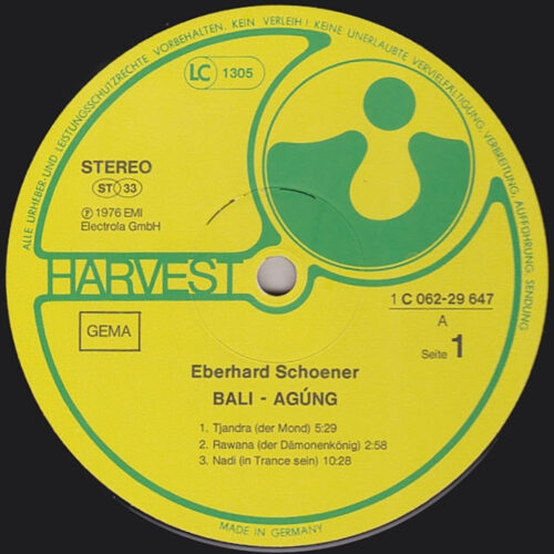 Eberhard Schoener • Bali-Agúng • Harvest/Hörzu/EMI 1C 062-29 647