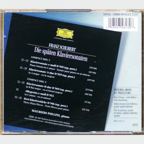 Schubert • Les dernières sonates pour piano • Die späten Klaviersonaten • The late piano sonatas • D 958/960 • DGG 474 613-2 • Maurizio Pollini