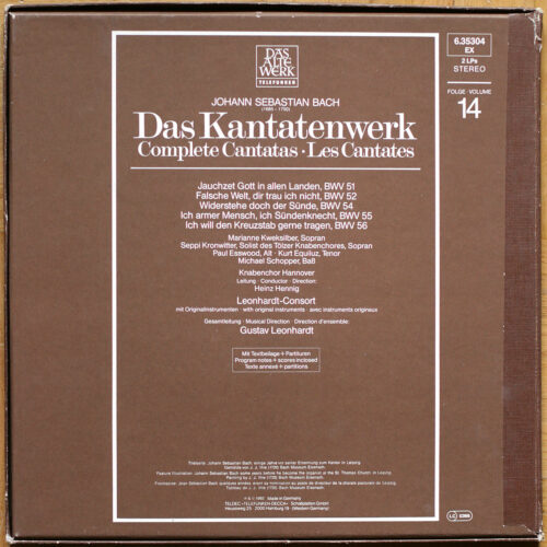 Bach • Intégrale des cantates • Kantatenwerk • Complete cantatas • BWV 51-56 • Vol. 14 • Telefunken 6.35304 EX • Leonhardt-Consort • Gustav Leonhardt