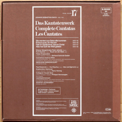 Bach • Intégrale des cantates • Kantatenwerk • Complete cantatas • BWV 65-68 • Vol. 17 • Telefunken 6.35335 EX • Leonhardt-Consort • Concentus Musicus Wien • Nikolaus Harnoncourt