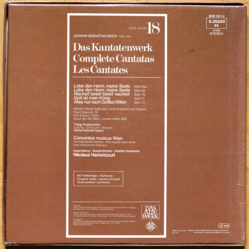 Bach • Intégrale des cantates • Kantatenwerk • Complete cantatas • BWV 69-72 • Vol. 18 • Telefunken 6.35340 EX • Concentus Musicus Wien • Nikolaus Harnoncourt