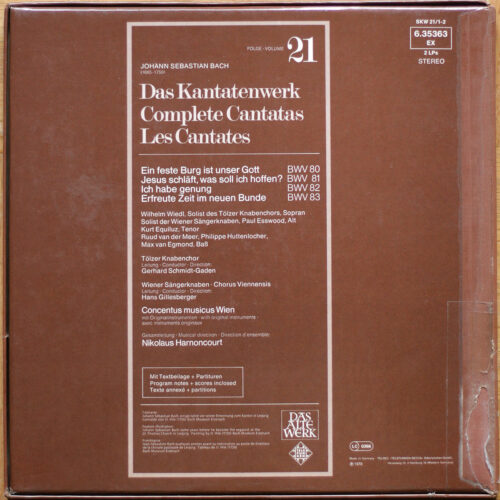 Bach • Intégrale des cantates • Kantatenwerk • Complete cantatas • BWV 80-83 • Vol. 21 • Telefunken 6.35363 EX • Concentus Musicus Wien • Nikolaus Harnoncourt