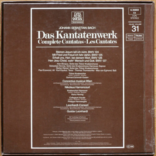 Bach • Intégrale des cantates • Kantatenwerk • Complete cantatas • BWV 124-127 • Vol. 31 • Telefunken 6.35602 EX • Leonhardt-Consort • Concentus Musicus Wien • Nikolaus Harnoncourt