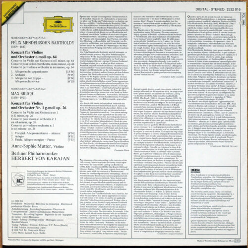 Mendelssohn – Concerto pour violon et orchestre • Bruch – Concerto pour violon et orchestre • DGG 2532 016 Digital • Berliner Philharmoniker • Herbert von Karajan