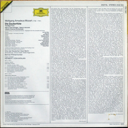 Mozart • La Flûte Enchantée (extraits) • Die Zauberflöte (Querschnitt) • The Magic Flute (highlights) • DGG 2532 004 Digital • Berliner Philharmoniker • Herbert von Karajan