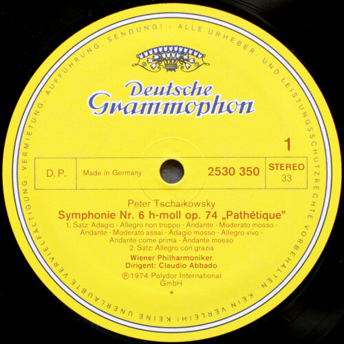 Tchaikovsky • Tschaikowsky • Symphonie n° 6 "Pathétique" • DGG 2530 350 • Wiener Philharmoniker • Claudio Abbado
