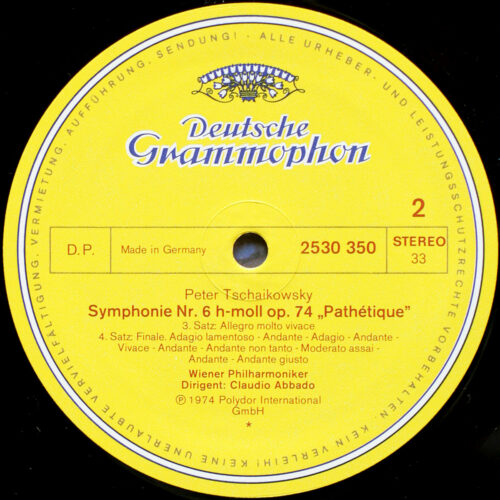 Tchaikovsky • Tschaikowsky • Symphonie n° 6 "Pathétique" • DGG 2530 350 • Wiener Philharmoniker • Claudio Abbado