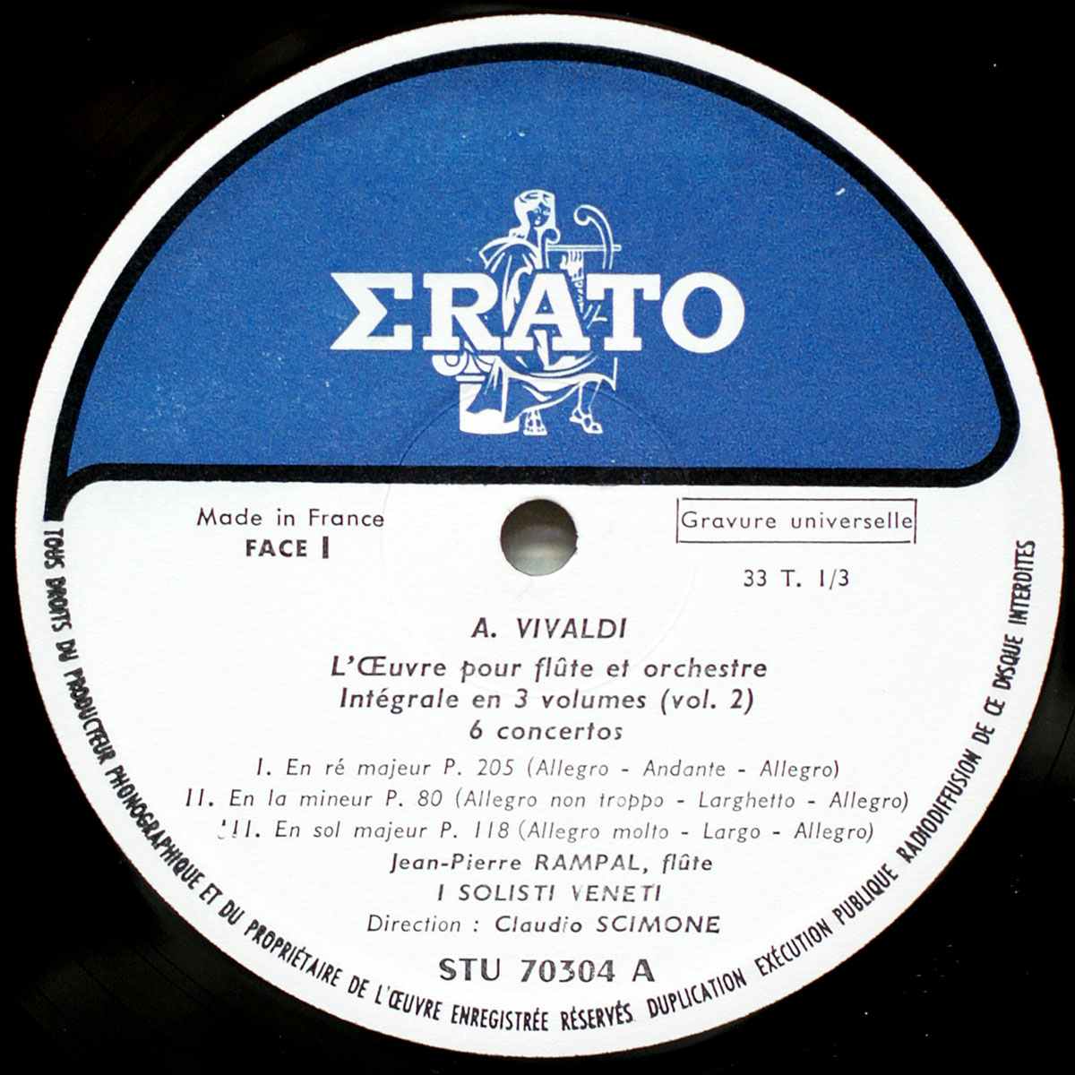 Vivaldi • 6 Concertos pour flûte • Vol. 2 • Erato STU 70304 • Jean-Pierre Rampal • I Solisti Veneti • Claudio Scimone