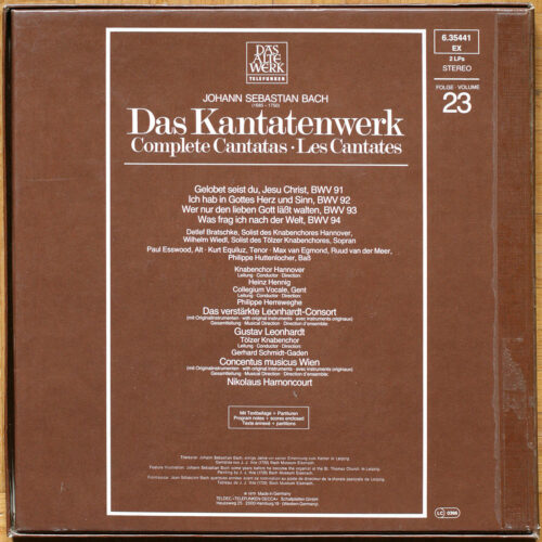 Bach • Intégrale des cantates • Kantatenwerk • Complete cantatas • BWV 91-94 • Vol. 23 • Telefunken 6.35441 EX • Leonhardt-Consort • Concentus Musicus Wien • Nikolaus Harnoncourt