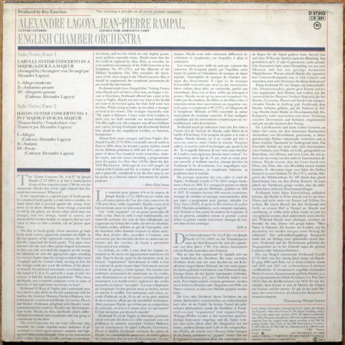 Carulli • Haydn • Concertos pour guitare • CBS D37202 • Alexandre Lagoya • English Chamber Orchestra • Jean-Pierre Rampal