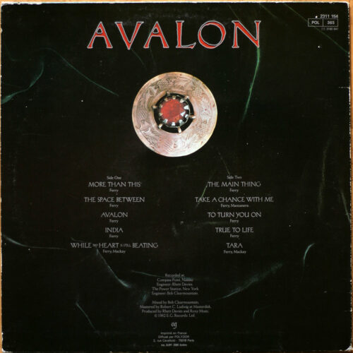 Roxy Music • Avalon • Polydor 2311 154 • Bryan Ferry • Phil Manzanera • Neil Hubbard • Andy Newmark • Rick Marotta • Andy Mackay • Alan Spenner • Neil Jason