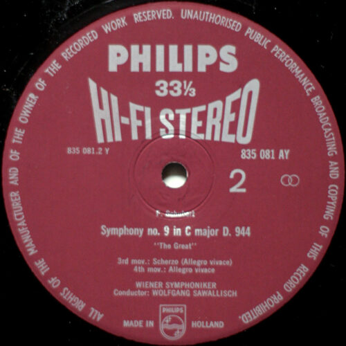Schubert • Symphonie n° 9 – D. 944 • Philips 835 081 AY • Wiener Symphoniker • Wolfgang Sawallisch