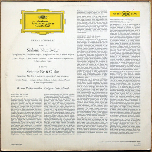 Schubert • Symphonies n° 5 & 6 • DGG 138 685 SLPM • Berliner Philharmoniker • Lorin Maazel