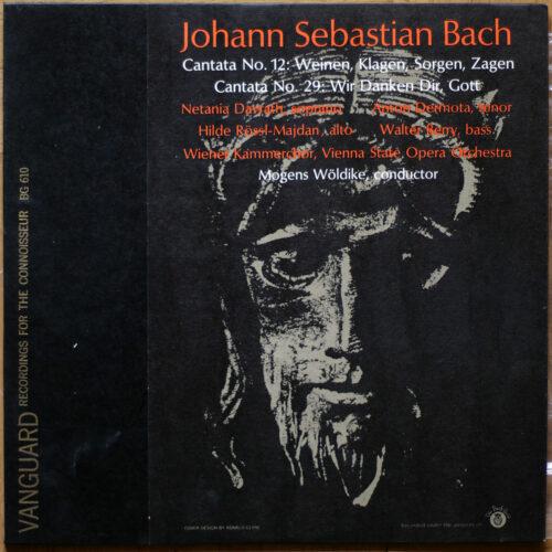 Bach • Cantates BWV 12 & 29 • Bach Guild BG 610 • Hilde Rössel-Majdan • Walter Berry • Netania Davrath • Anton Dermota • Orchester der Wiener Staatsoper • Mogens Wöldike