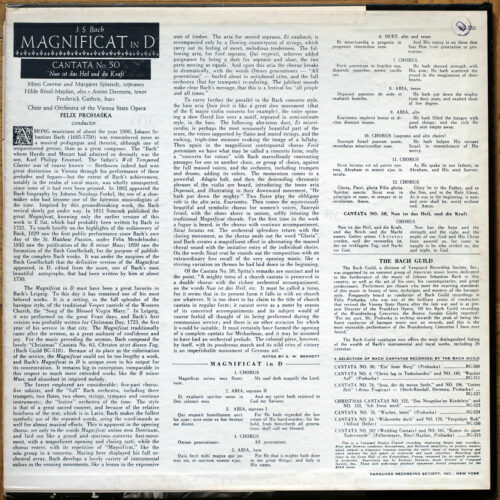 Bach • Magnificat BWV 243 • Kantate BWV 50 • Bach Guild BG 555 • Hilde Rössel-Majdan • Margarete Sjöstedt • Anton Dermota • Orchester der Wiener Staatsoper • Felix Prohaska
