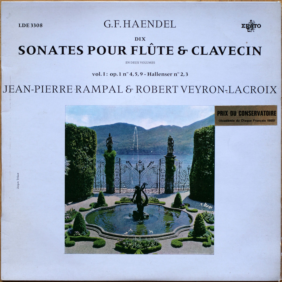 Handel • Haendel • Dix sonates pour flûte et clavecin • 10 sonatas for flute and harpsichord • Vol n° 1 & 2 • Erato LDE 3308/3309 • Jean-Pierre Rampal • Robert Veyron-Lacroix