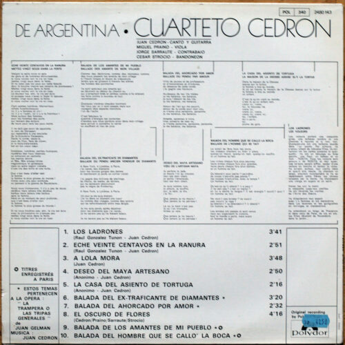 Cuarteto Cedron • De Argentina • Polydor 2480 143