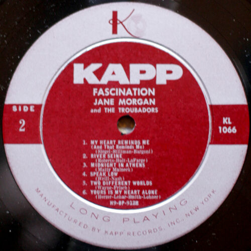 Jane Morgan and the Troubadors • Fascination • Kapp Records KL-1066