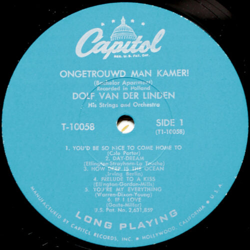 Dolf van der Linden • Ongetrouwd man kamer! • Capitol Records T 10058 • Dolf van der Linden orchestra
